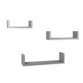 Laminated Silver Gray Floating U Shelves Set Of 3