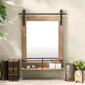 Danya B. Rustic Industrial Wall Barn Door Vanity Mirror With Shelf