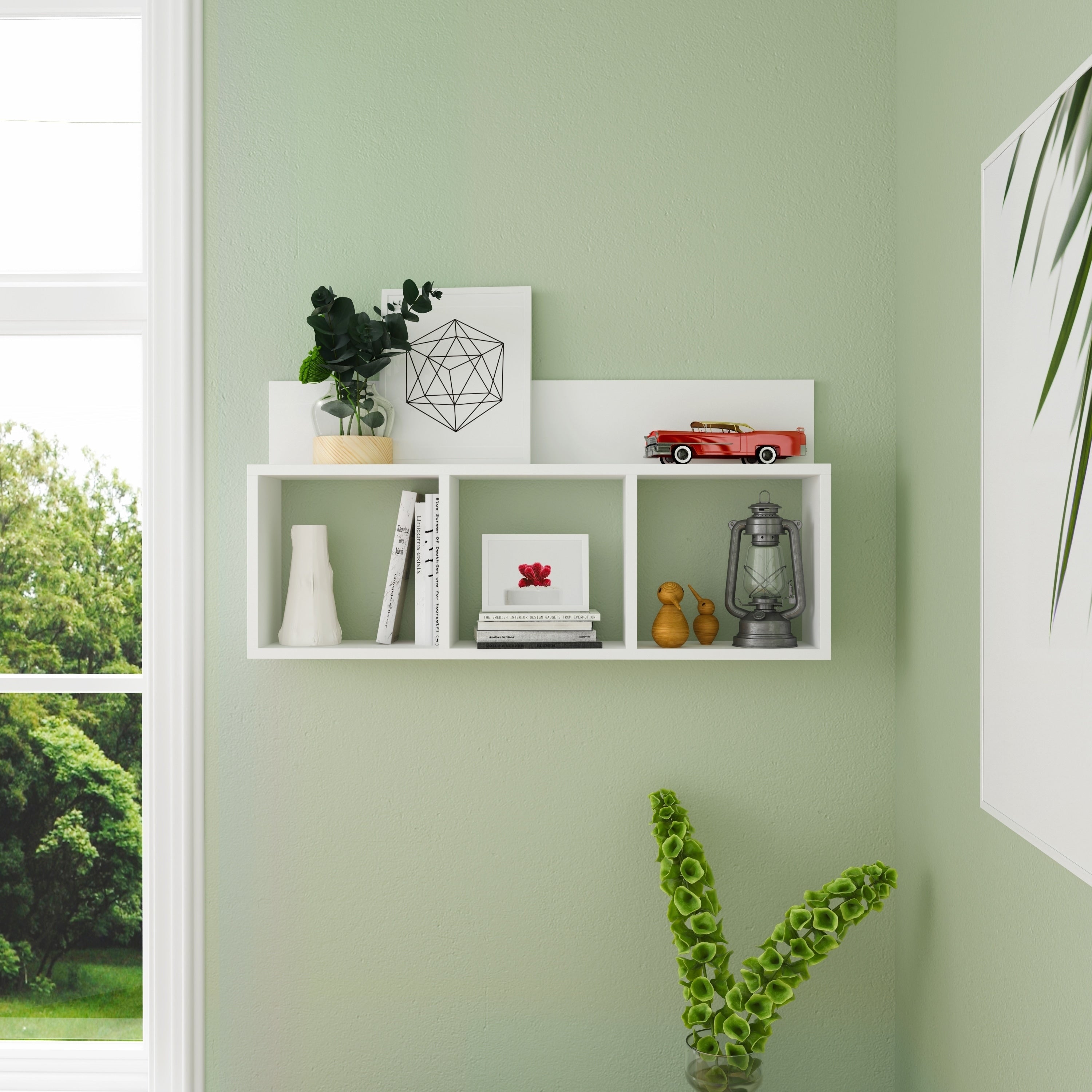 Triple Cubed Floating Cubbie Shelf White