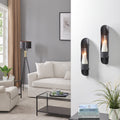 Danya B. Wall Mount Hugging Metal Candle Sconces With Glass Inserts Set Of 2 Black