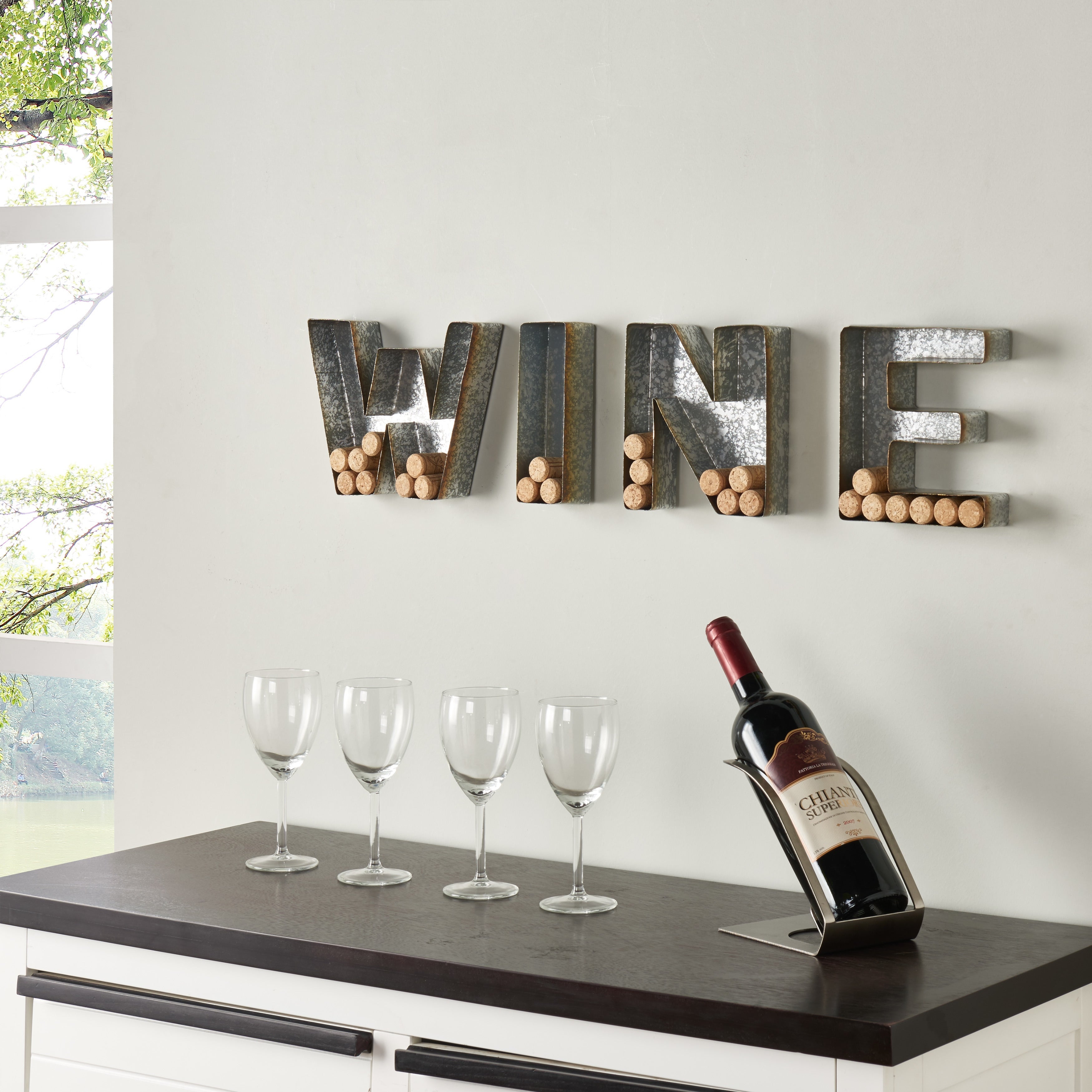 Danya B. Wall Mount Wine Letter Set For Corks Galvanized Sheet Metal