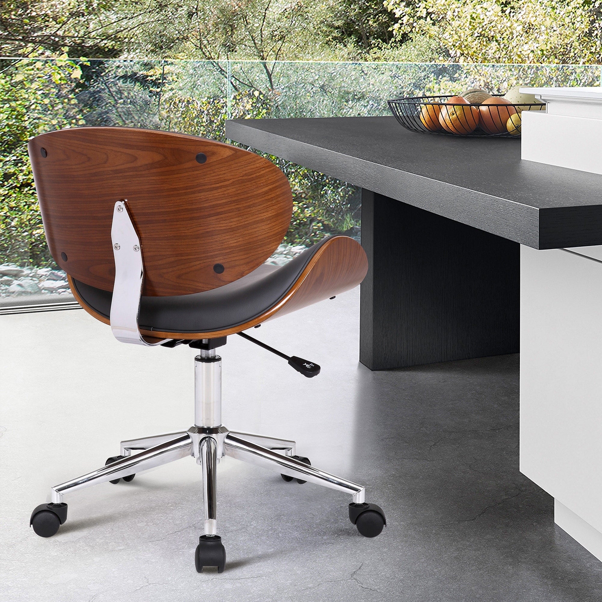 Daphne Modern Chair In Black Leatherette And Chrome