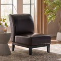 Darcy Brown Leather Slipper Chair By Christopher Knight Home