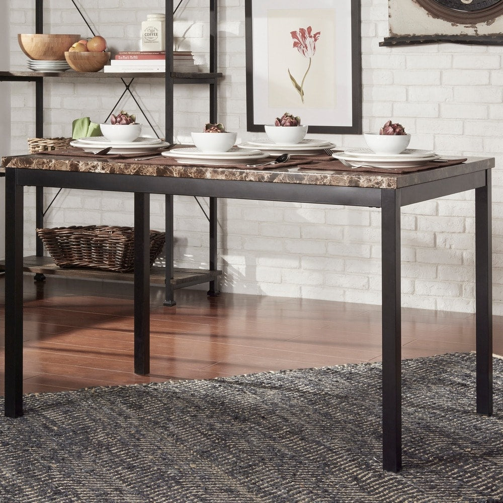 Darcy Faux Marble Black Metal 48 Inch Dining Table By Inspire Q Bold Dining Table
