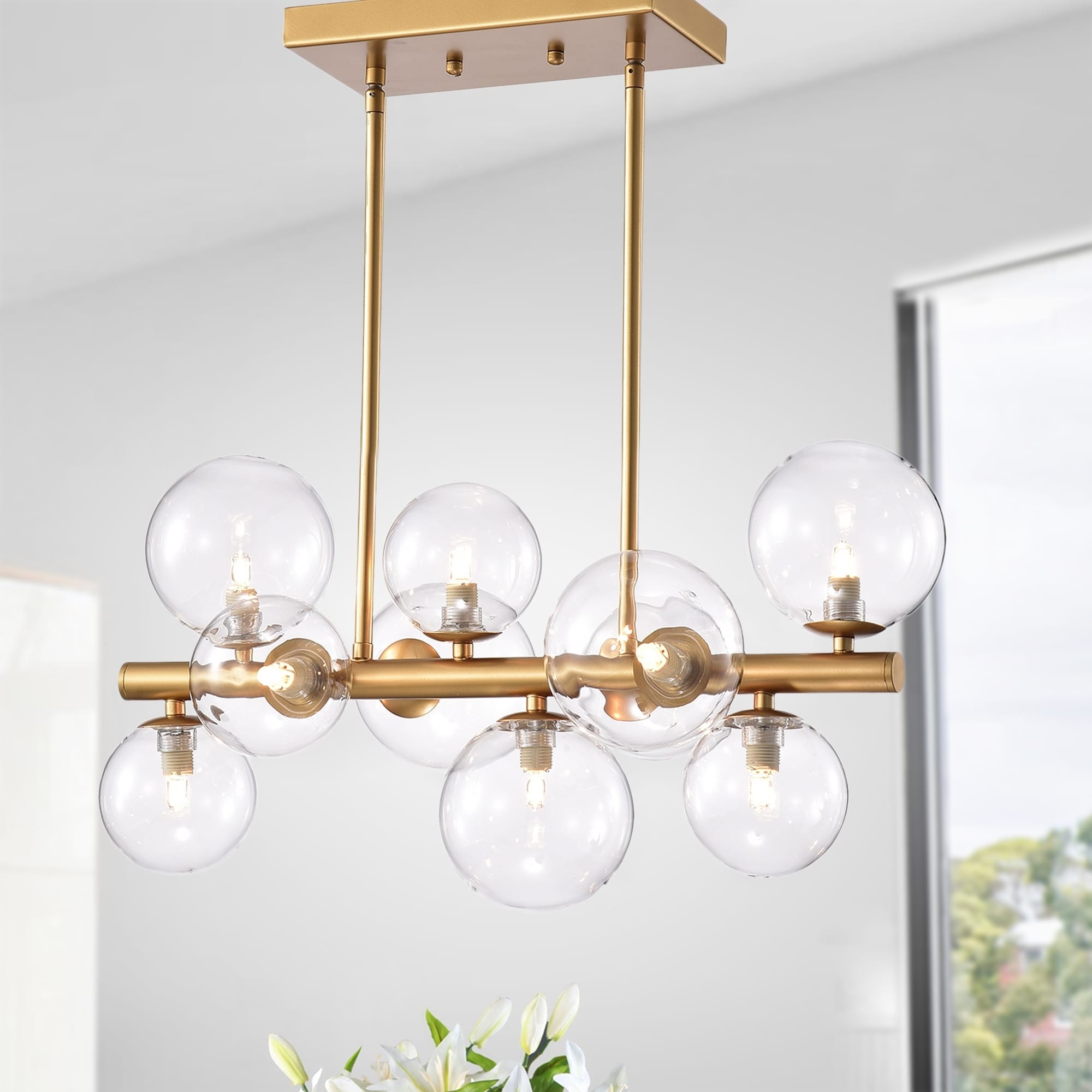 Darden Gold 10 Light Pendant With Clear Glass Shade Bulbs Included