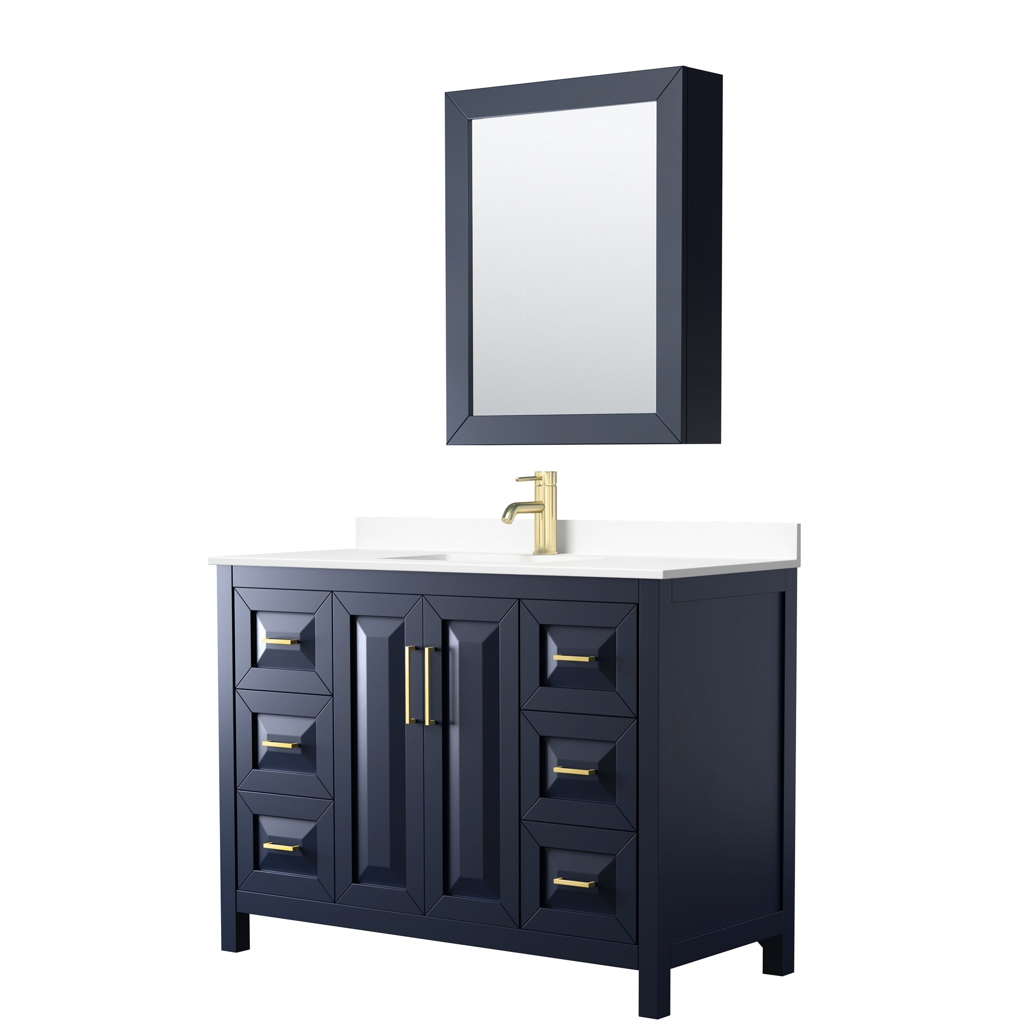 Daria 48 Inch Single Vanity Cultured Marble Top Medicine Cabinet
