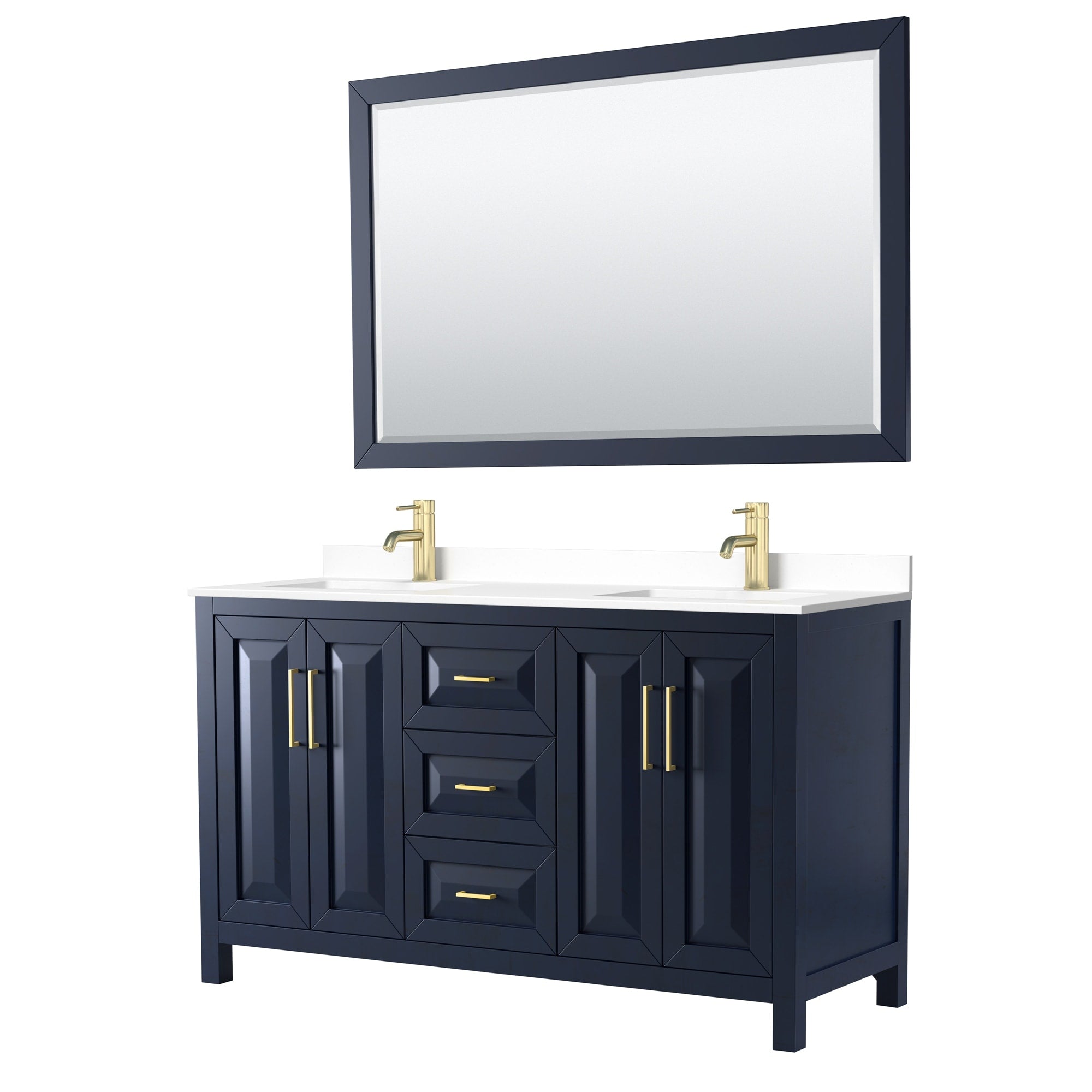 Daria 60 Inch Double Vanity Cultured Marble Top 58 Inch Mirror