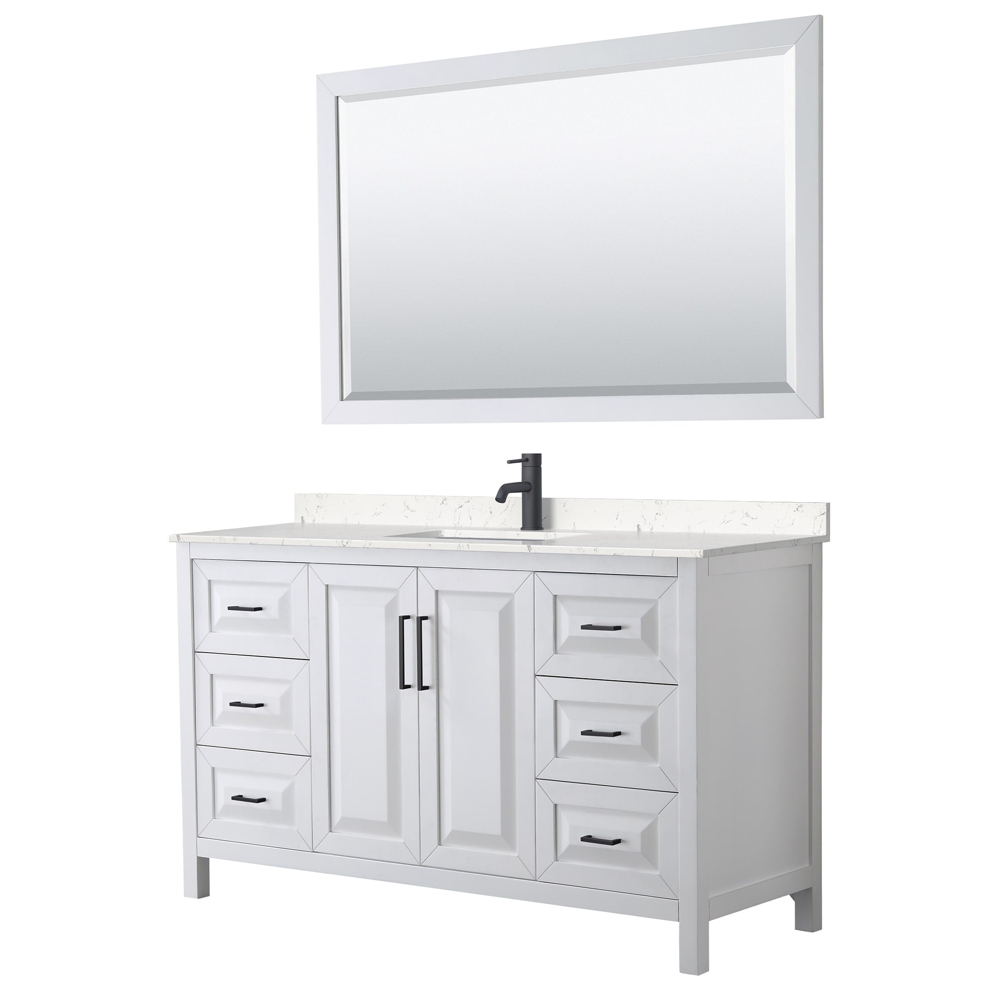Daria 60 Inch Single Vanity Cultured Marble Top 58 Inch Mirror