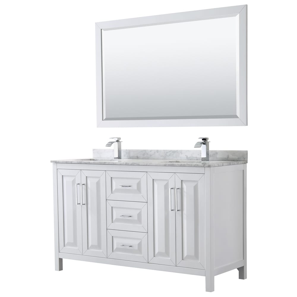 Daria 60 Inch Double Vanity Marble Top 58 Inch Mirror