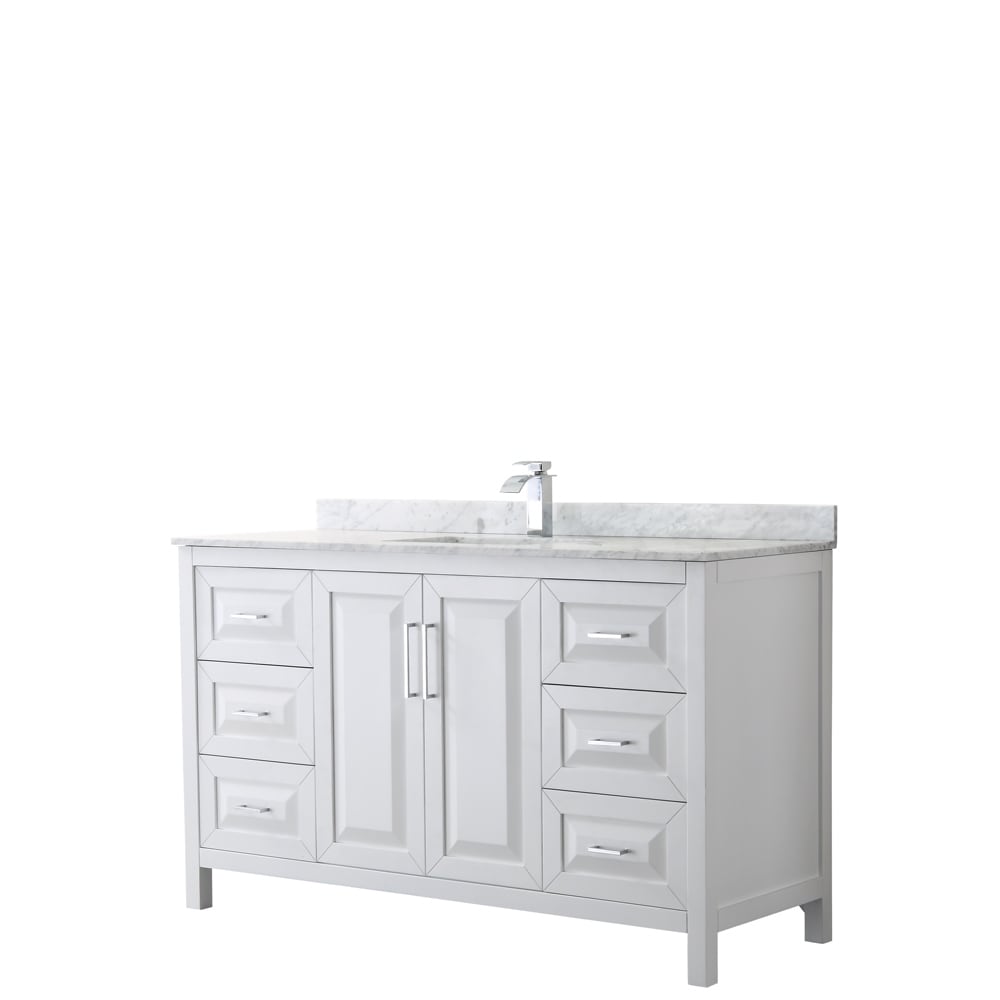 Daria 60 Inch White Single Vanity Marble Top No Mirror