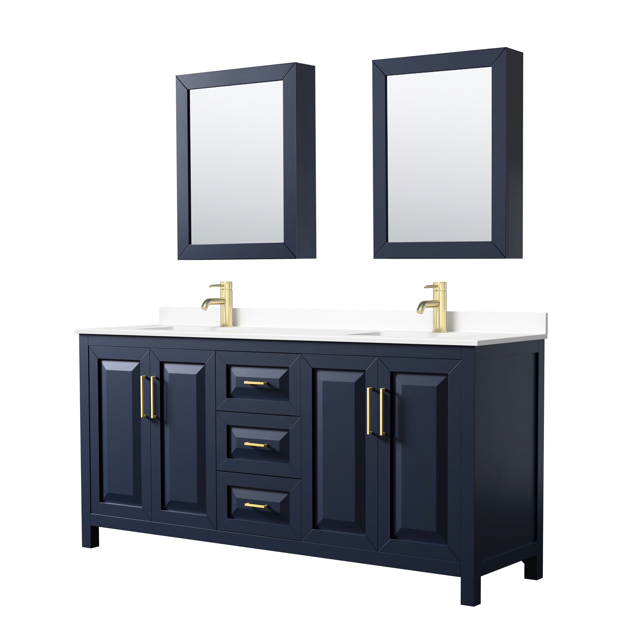 Daria 72 Inch Double Vanity Cultured Marble Top Medicine Cabinets