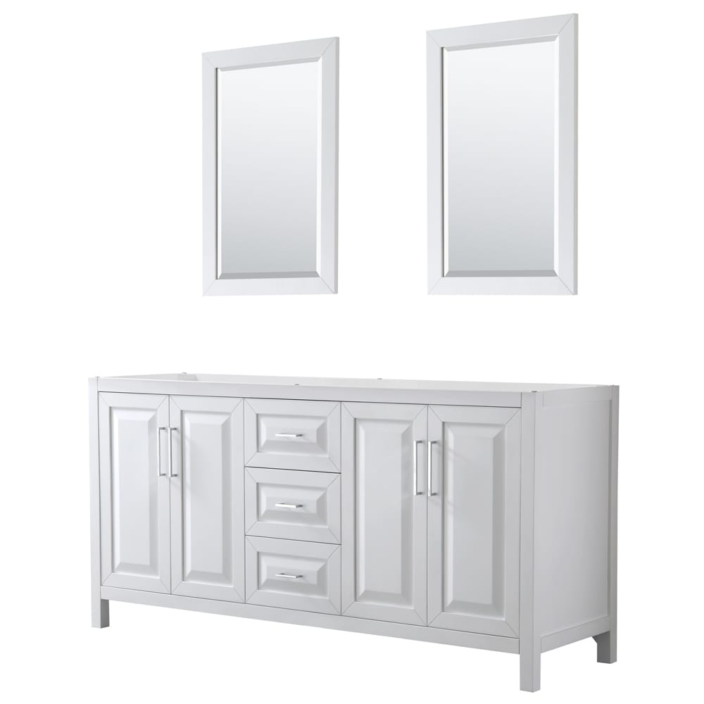 Daria 72 Inch Double Vanity In White No Top 24 Inch Mirrors