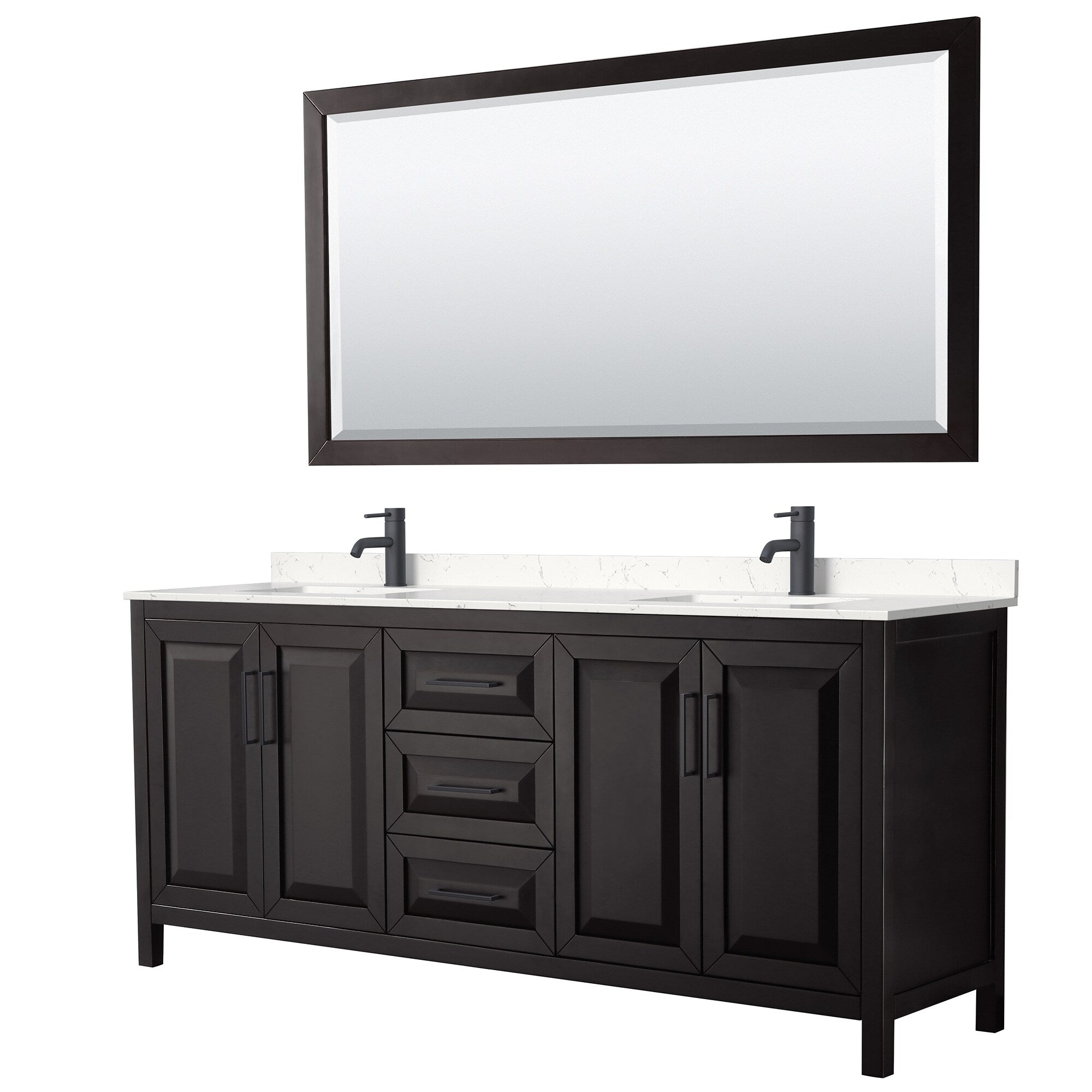 Daria 80 Inch Double Vanity Cultured Marble Top 70 Inch Mirror