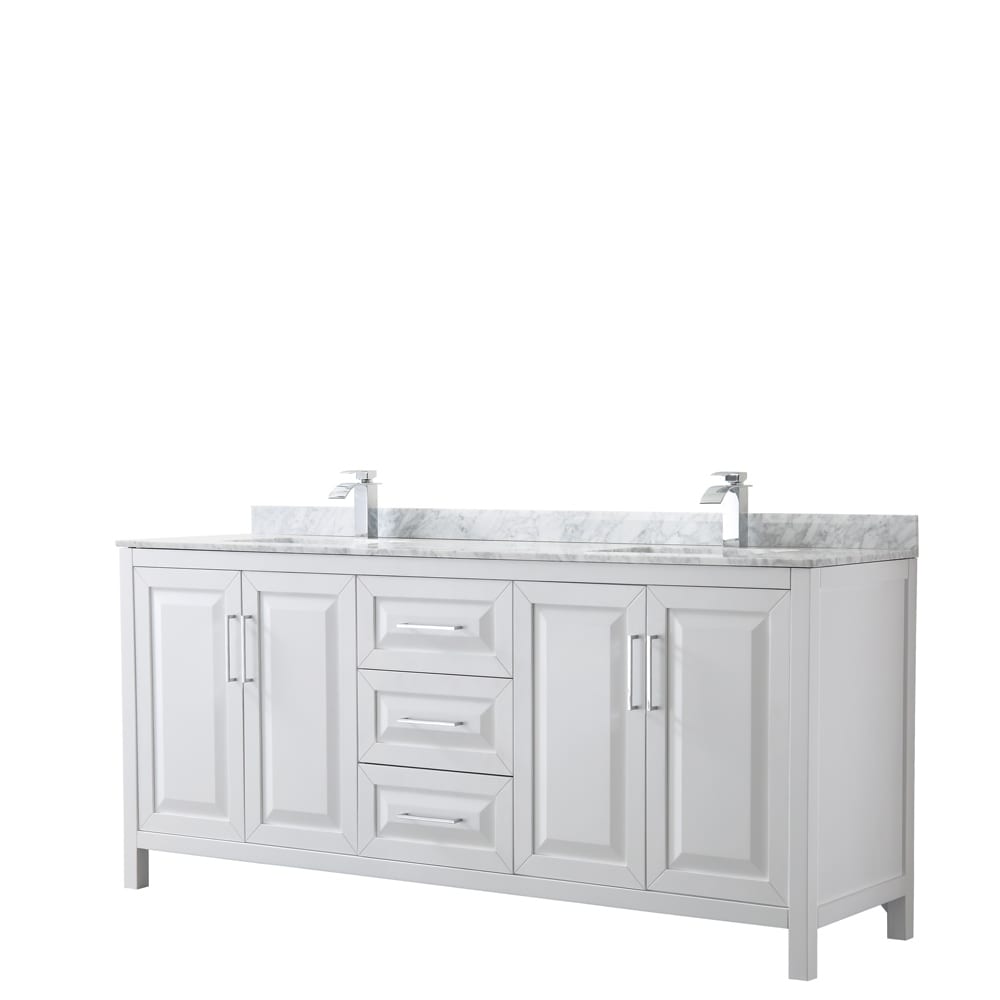 Daria 80 Inch White Double Vanity Marble Top No Mirror