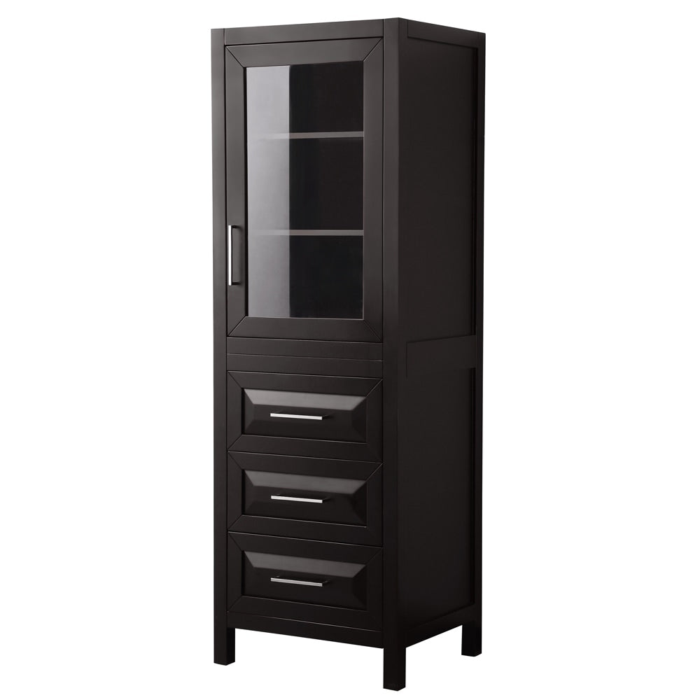 Daria Linen Tower In White With Cabinet Storage And 3 Drawers