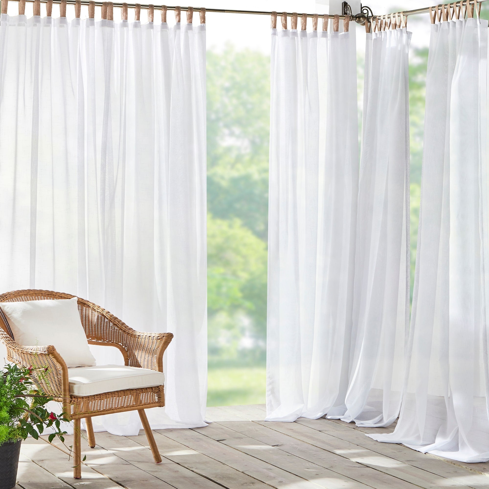 Darien Solid Indoor Outdoor Sheer Velcro Tab Top Window Curtain Panel