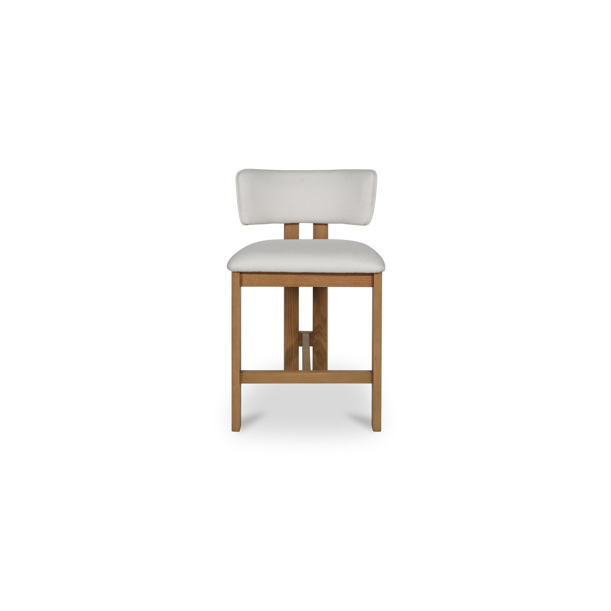 Dario Counter Stool Sculptural Design With Solid Oak Frame Curved Backrest Counter Height Cream