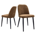 Dark Brown Fabric Identities Chair With Metal Legs Armless Chair Set Of 2 For Kitchen Restaurant Living Meeting Room