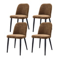 Dark Brown Fabric Identities Chair With Metal Legs Armless Chair Set Of 4 For Kitchen Restaurant Living Meeting Room