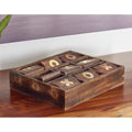 Rustic Mango Wood And Brass Rectangular Brown Tic Tac Toe Decor