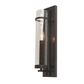 Dark Brown Metal Wall Sconce With A Clear Glass Shade