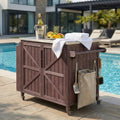 Dark Brown Outdoor Grill Cart Serving Cart With Storage Cabinet Rolling Kitchen Island With Adjustable Shelf