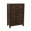 Dark Brown Pine 5 Drawer Chest Modern Nordic Bedroom Storage Cabinet Organizer Space Saving 34X17X49 In