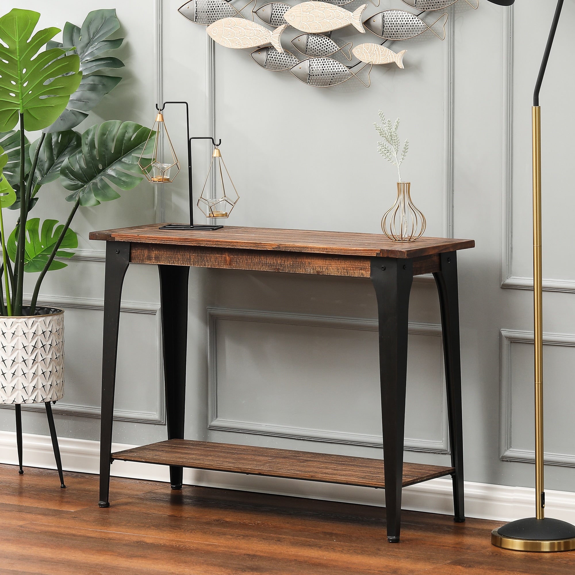 Wood And Metal Console And Entryway Table