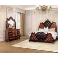 Dark Cherry Finish Royal Designer Bed Dresser Mirror Solid Wood 3Pc Bedroom Set