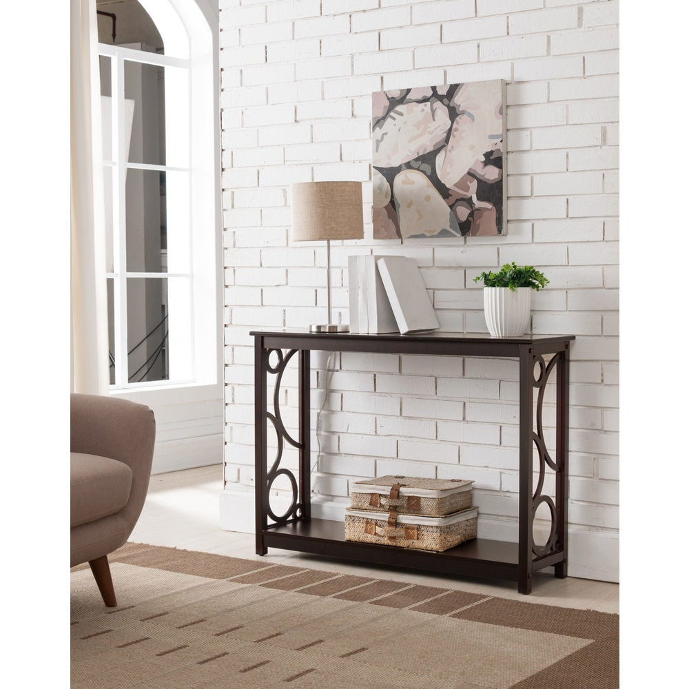 K And B Furniture Dark Cherry Wood Entryway Table