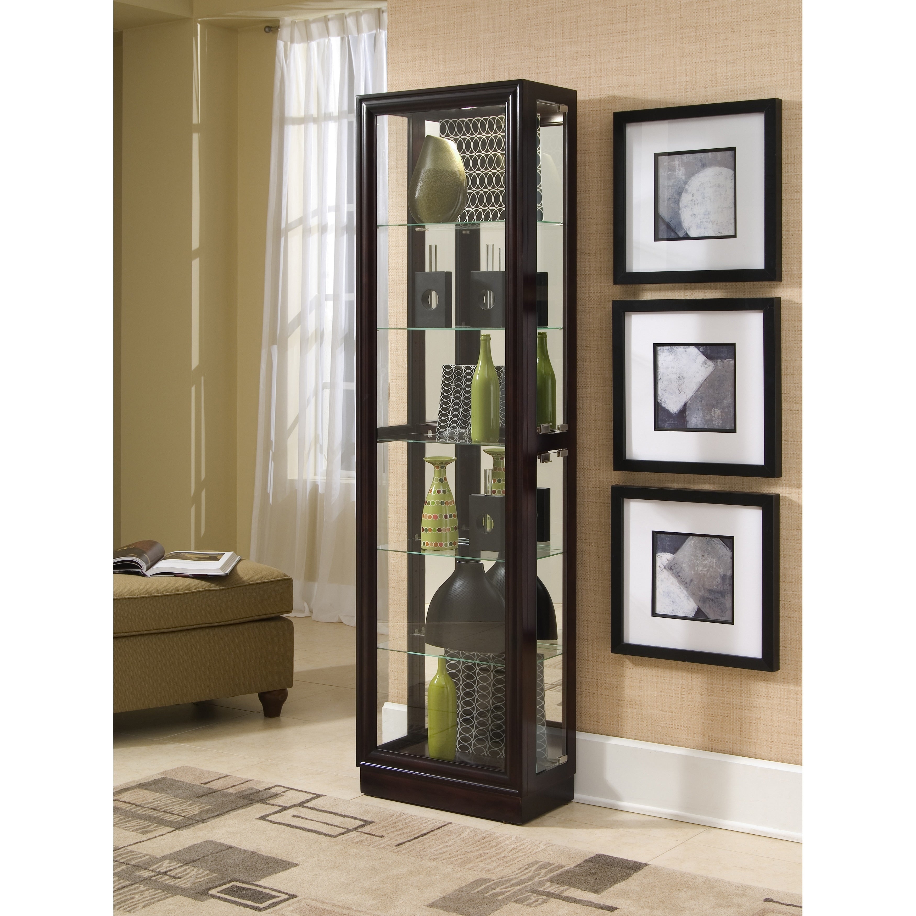 Dark Chocolate Cherry Side Door Entry Curio Cabinet