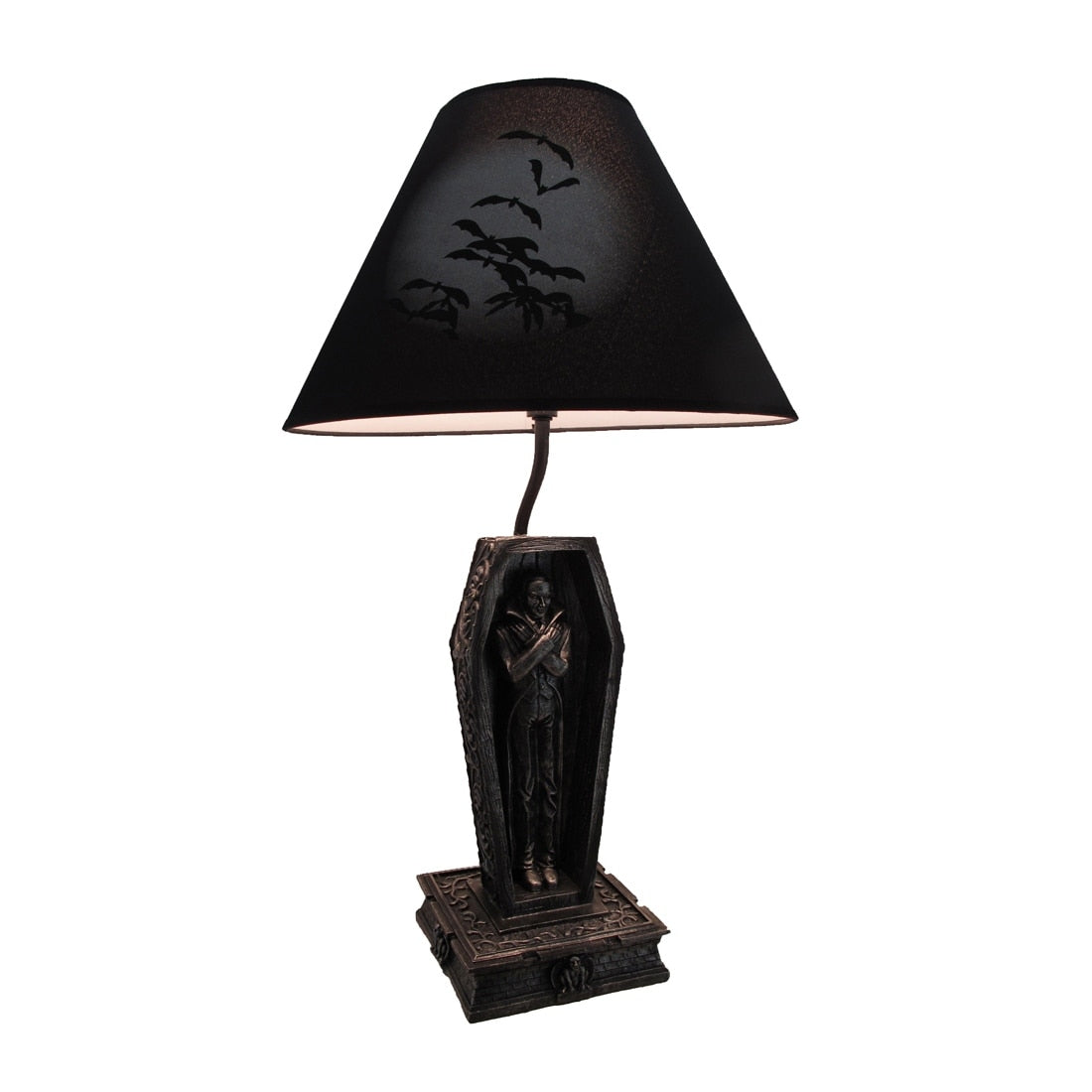 Dark Dawning Vampire In The Coffin Black Table Lamp And Fabric Shade