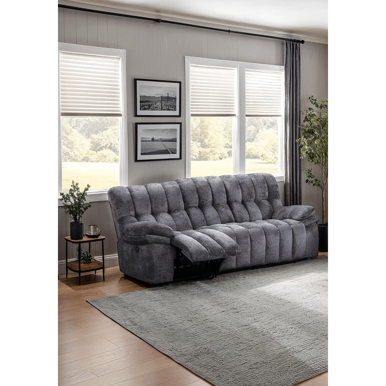 Dark Gray 1Pc Recliner Sofa Furniture Track Pillow Arms