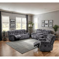 Dark Gray Living Room Reclining Sofa Set Charging Ports Pillow Arms