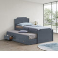 Dark Gray Mission Style Wooden Captain Bed With Trundle Bed Twin Twin