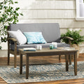 Dark Gray Outdoor Loveseat And Coffee Table Set With Cushion Patio Conversation Set For Backyard Poolside
