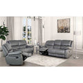 Dark Gray Pillow Arms Reclining Sofa Set Welt Trim Upholstered