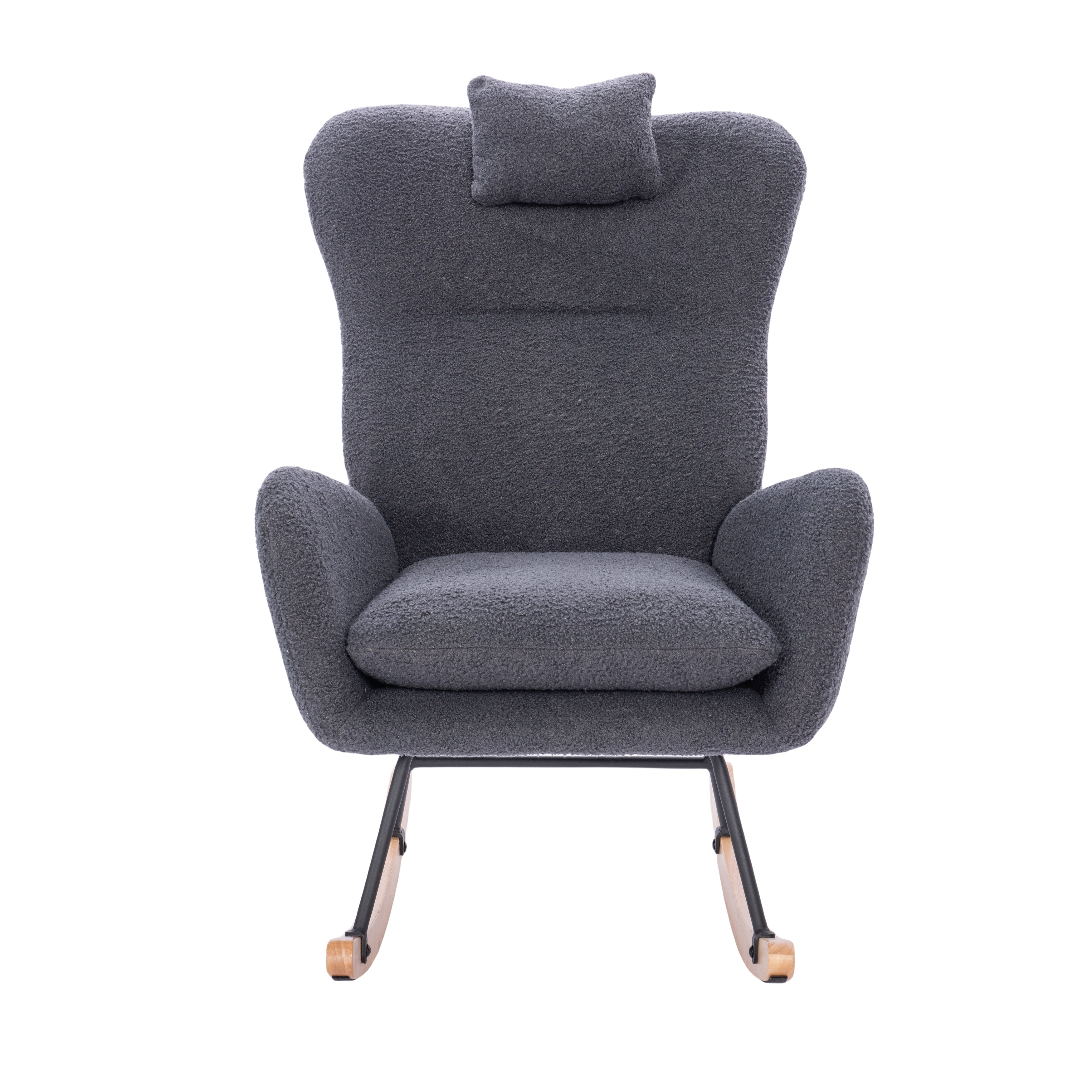 Dark Gray Rocking Chair Side Chair Reception Chair Reading Chair Arm Chair Office Chair Padded Chair