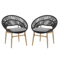 Dark Gray Teak Wicker Dining Chairs Set Of 2 Patio Armchairs Leisure Chair Coffee Chair Reception Chair Side Chair