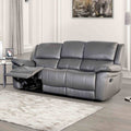 Dark Gray Upholstered Sofa Recliner Manual 1Pc Pillow Arms Welt Trim