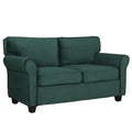 Dark Green 2 Seater Sofa Couch Loveseat For Living Room Bedroom Sleeper Sofa Couch With Armrests And Wood Frame