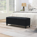 Linen Tufted Storage Ottoman With Safety Hinge 47.5 X16.5 X16.25