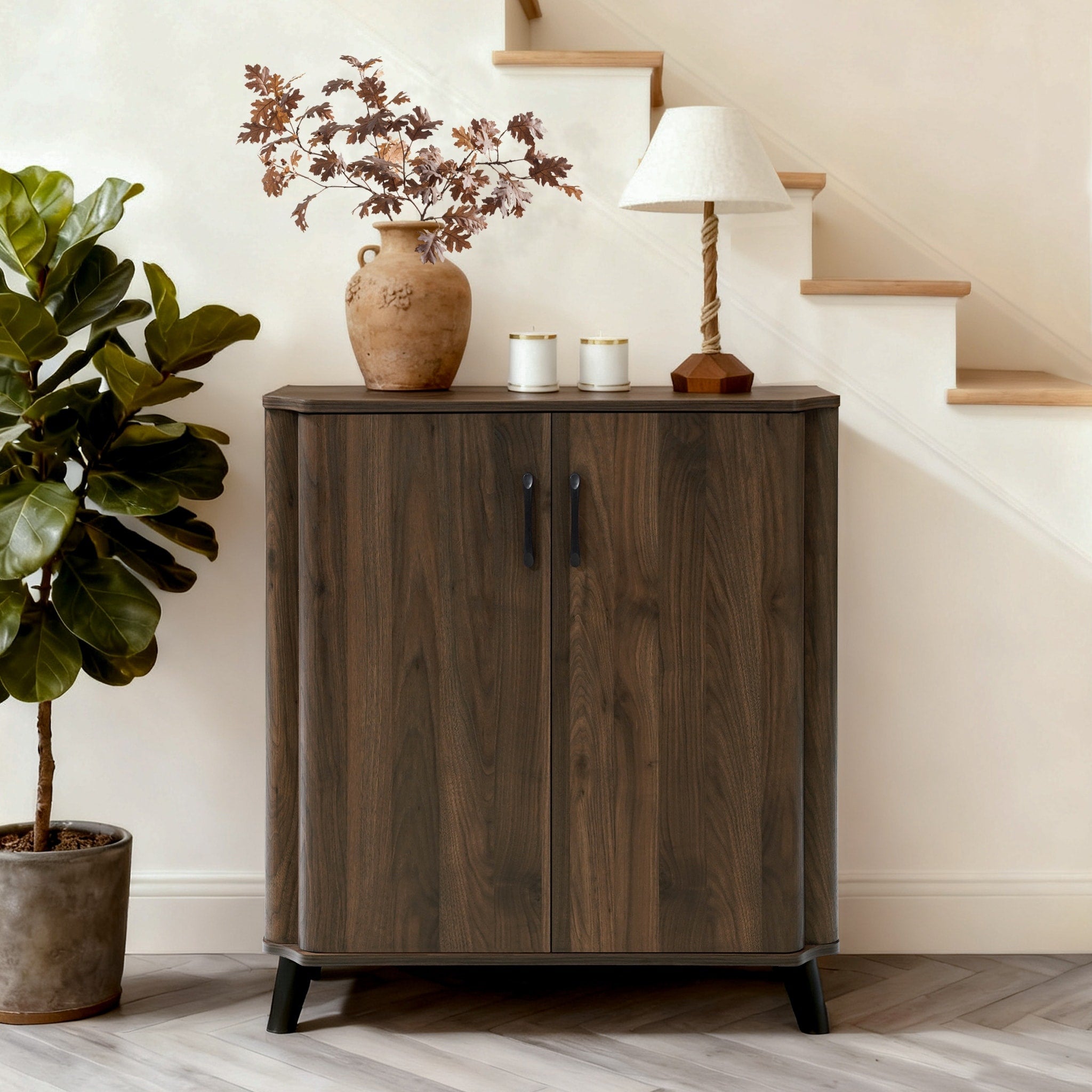 Dark Oak Manufactured Wood 31.5 Inch W X 36 Inch H 2 Door Storage Cabinet 36.2 H X 31.5 W X 15.7 D
