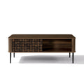 Dark Oak With Basket Weave Design Manufactured Wood 1 Sliding Door Coffee Table 18.3 H X 47.2 W X 23.6 D