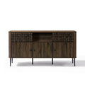 Dark Oak With Basket Weave Design Manufactured Wood 2 Door Sideboard Cabinet 32.7 H X 63 W X 15.7 D