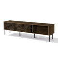 Dark Oak With Basket Weave Design Manufactured Wood 2 Door Tv Console Cabinet 19.7 H X 70.9 W X 15.7 D