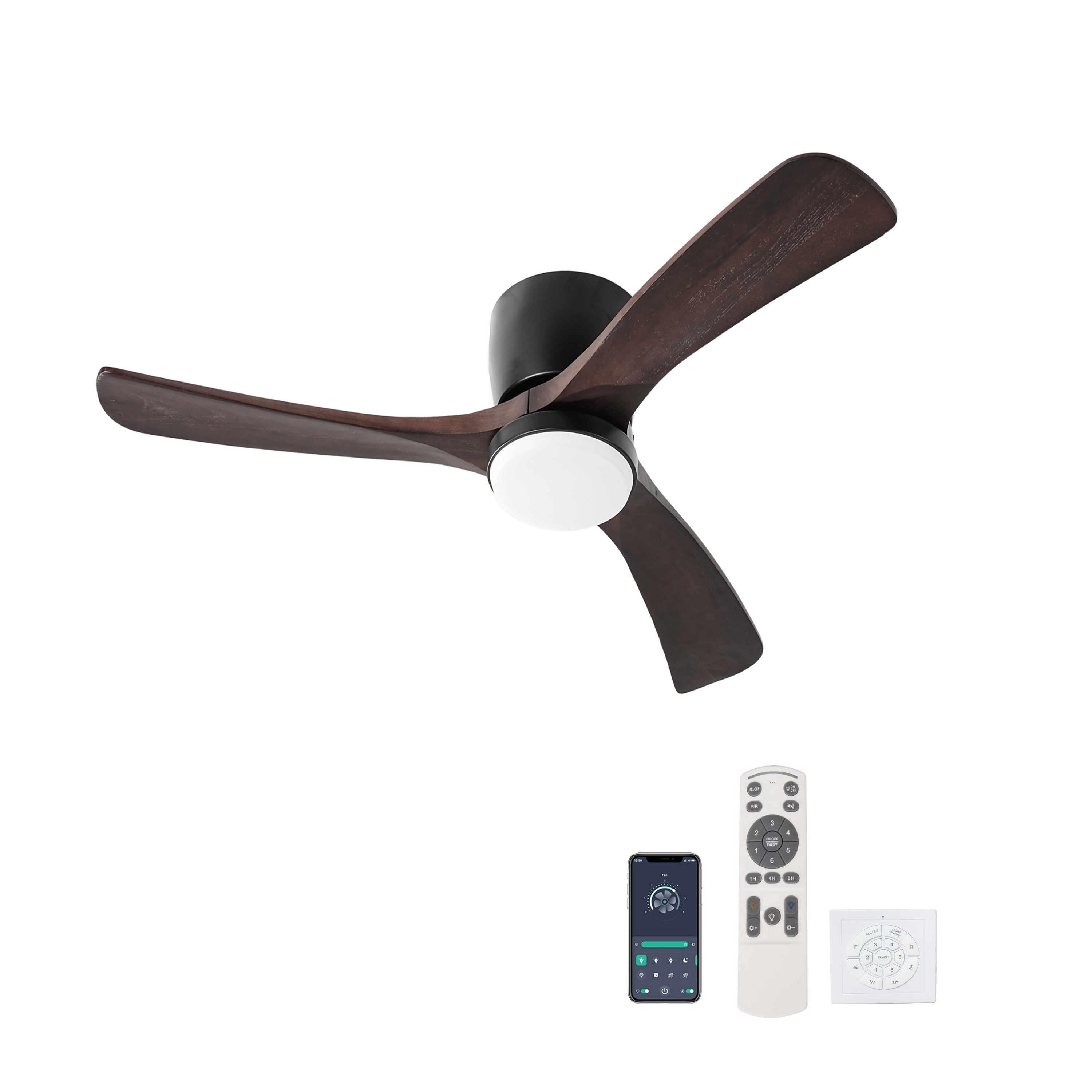 Dark Purple Flush Mount Ceiling Fan With Remote Control