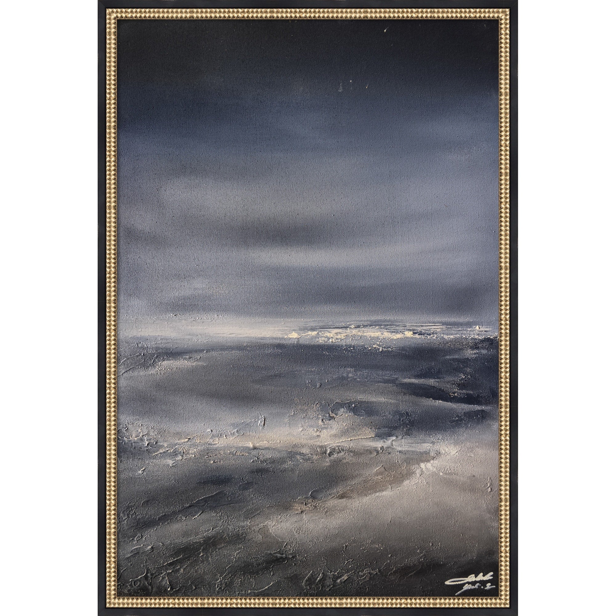 Dark Seascape Impression By Yuli Saputra Framed Mounted Canvas Wall Art Print