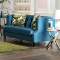 Dark Teal Finish 1Pc Loveseat Button Tufted Upholstered Living Room Furniture