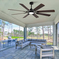 Dark Walnut Indoor Ceiling Fan With Dimmable Led Light